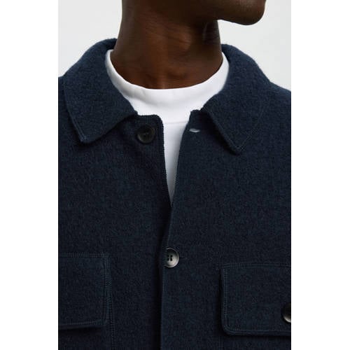 SELECTED HOMME overshirt gebreid donkerblauw afbeelding