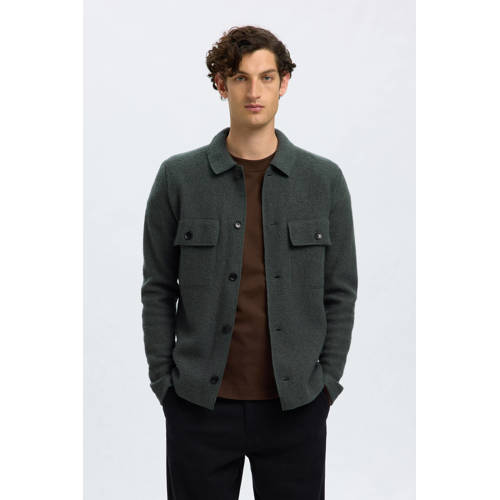 SELECTED HOMME overshirt gebreid donkergroen afbeelding