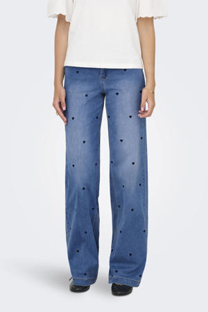 high waist wide leg jeans medium blue denim