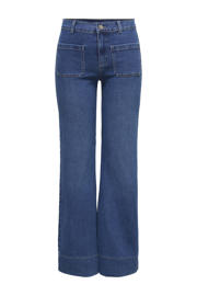 thumbnail: Medium blue denim dames ONLY flared jeans van denim met regular waist, rits- en knoopsluiting en effen