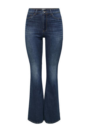 high waist flared jeans dark blue denim