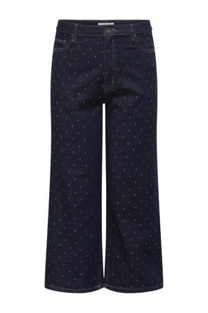 high waist wide leg jeans dark blue denim