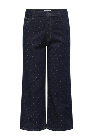 high waist wide leg jeans dark blue denim