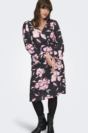 gebloemde mini jurk zwart