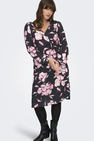gebloemde mini jurk zwart
