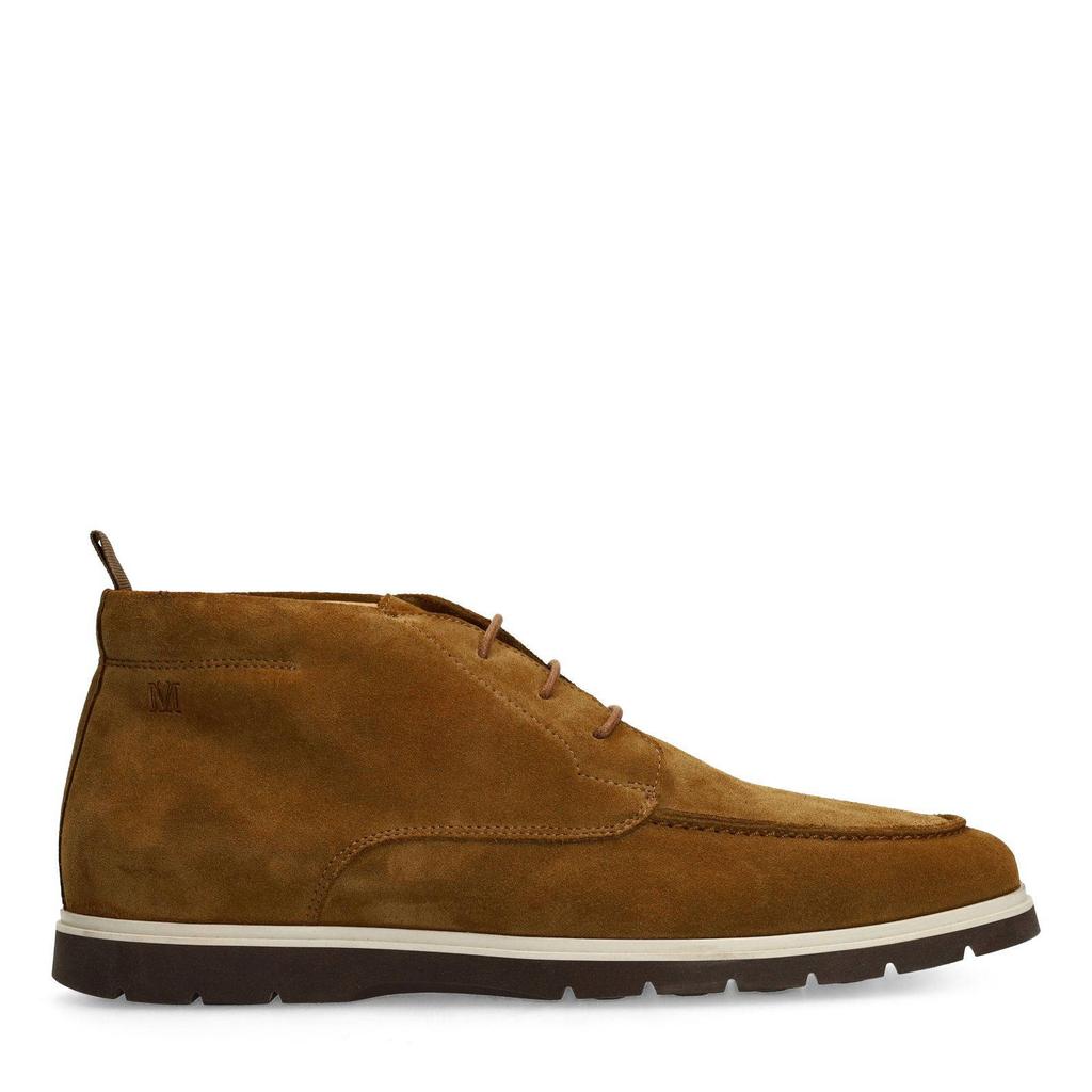 Cognackleurige heren Manfield suède veterschoenen
