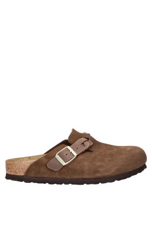 Boston Braided suède clogs bruin