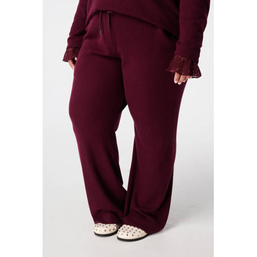 MS Mode straight regular waist casual broek donkerrood afbeelding