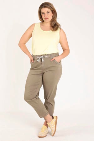 slim regular waist broek taupe
