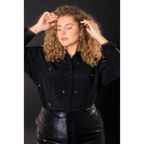 Yest Curve blouse zwart met pailletten afbeelding