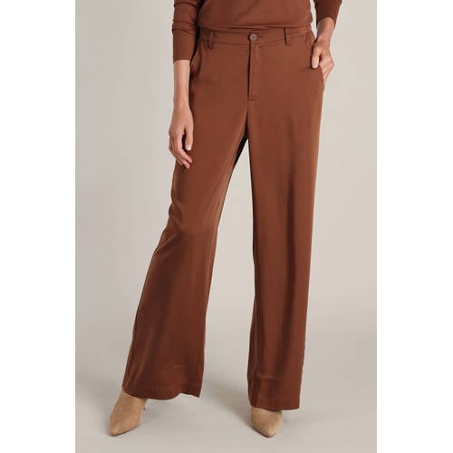 Yest wide leg high waist pantalon camel afbeelding