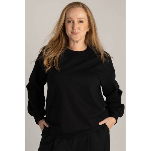 Yest Curve sweater zwart broderie afbeelding