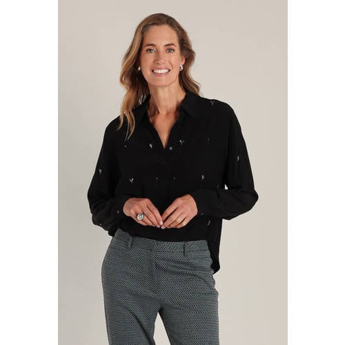 Yest blouse zwart met pailletten afbeelding