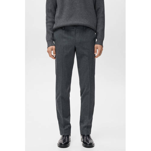 Mango Man slim gestreepte chino grijs afbeelding