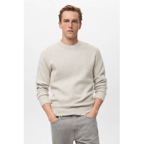 Mango Man trui rib gebreid beige afbeelding