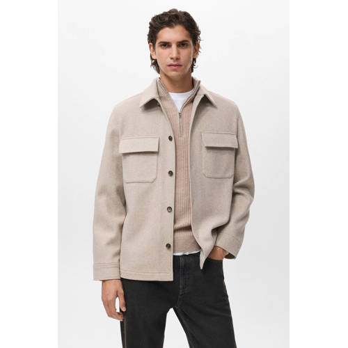 Mango Man overshirt beige afbeelding