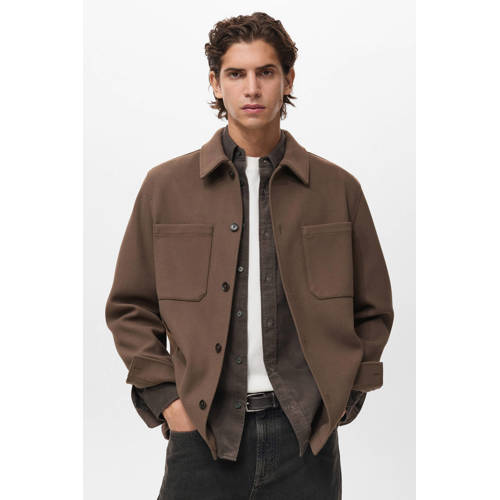 Mango Man overshirt bruin afbeelding