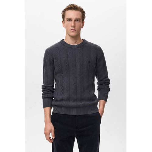 Mango Man trui gebreid blauw afbeelding