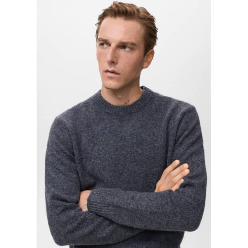 Mango Man trui met wol fijn gebreid blauw afbeelding