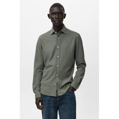 Mango Man Slim casual overhemd groen afbeelding