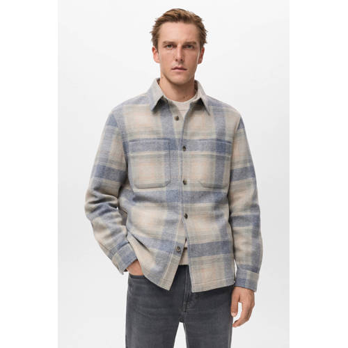 Mango Man geruit overshirt lichtblauw afbeelding