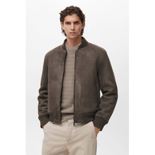 Mango Man suede bomberjack bruin afbeelding