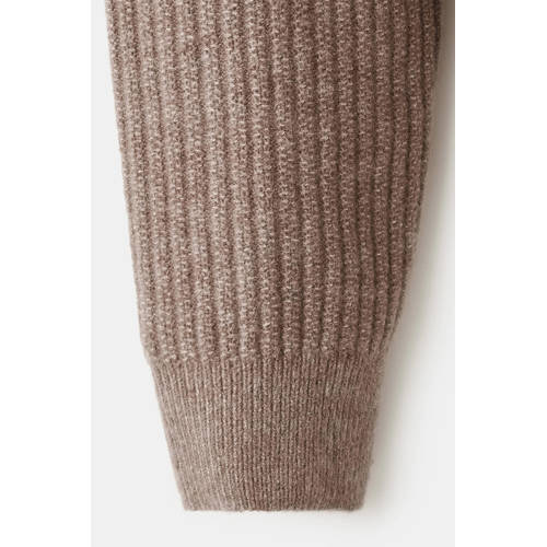 Mango Man vest met wol rib gebreid bruin afbeelding