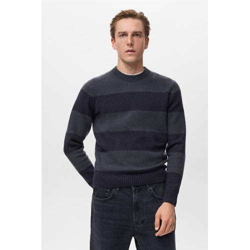 Mango Man gestreepte trui gebreid blauw afbeelding
