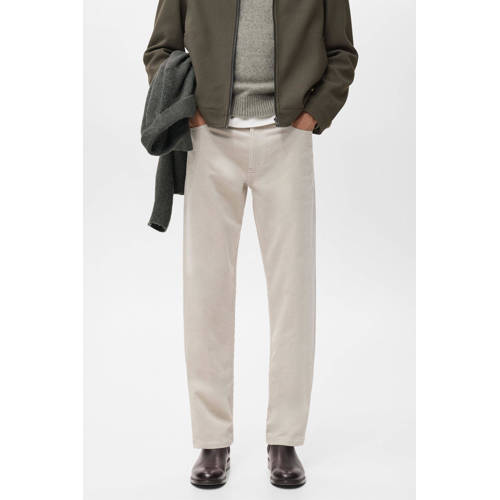 Mango Man corduroy regular casual broek beige afbeelding