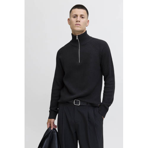 JACK & JONES trui rib gebreid zwart afbeelding