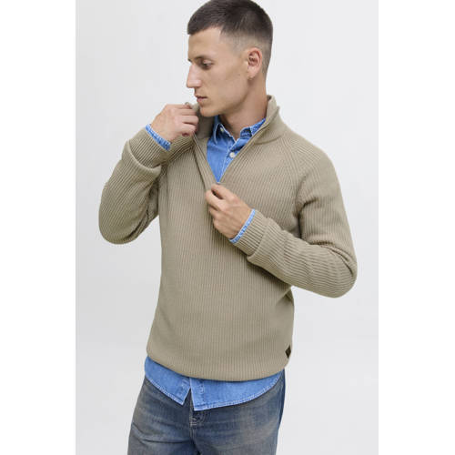 JACK & JONES trui rib gebreid beige afbeelding