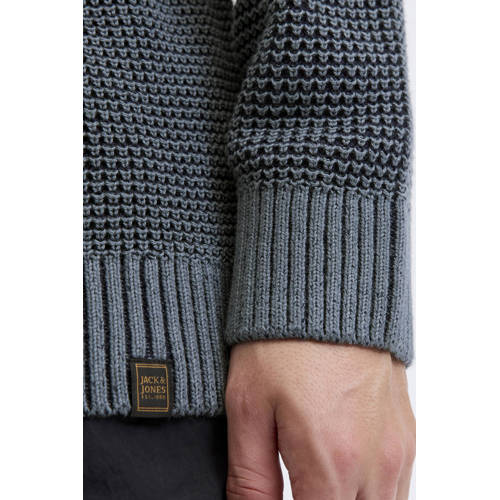 JACK & JONES trui grof gebreid blauw afbeelding