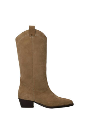 suède cowboylaarzen beige