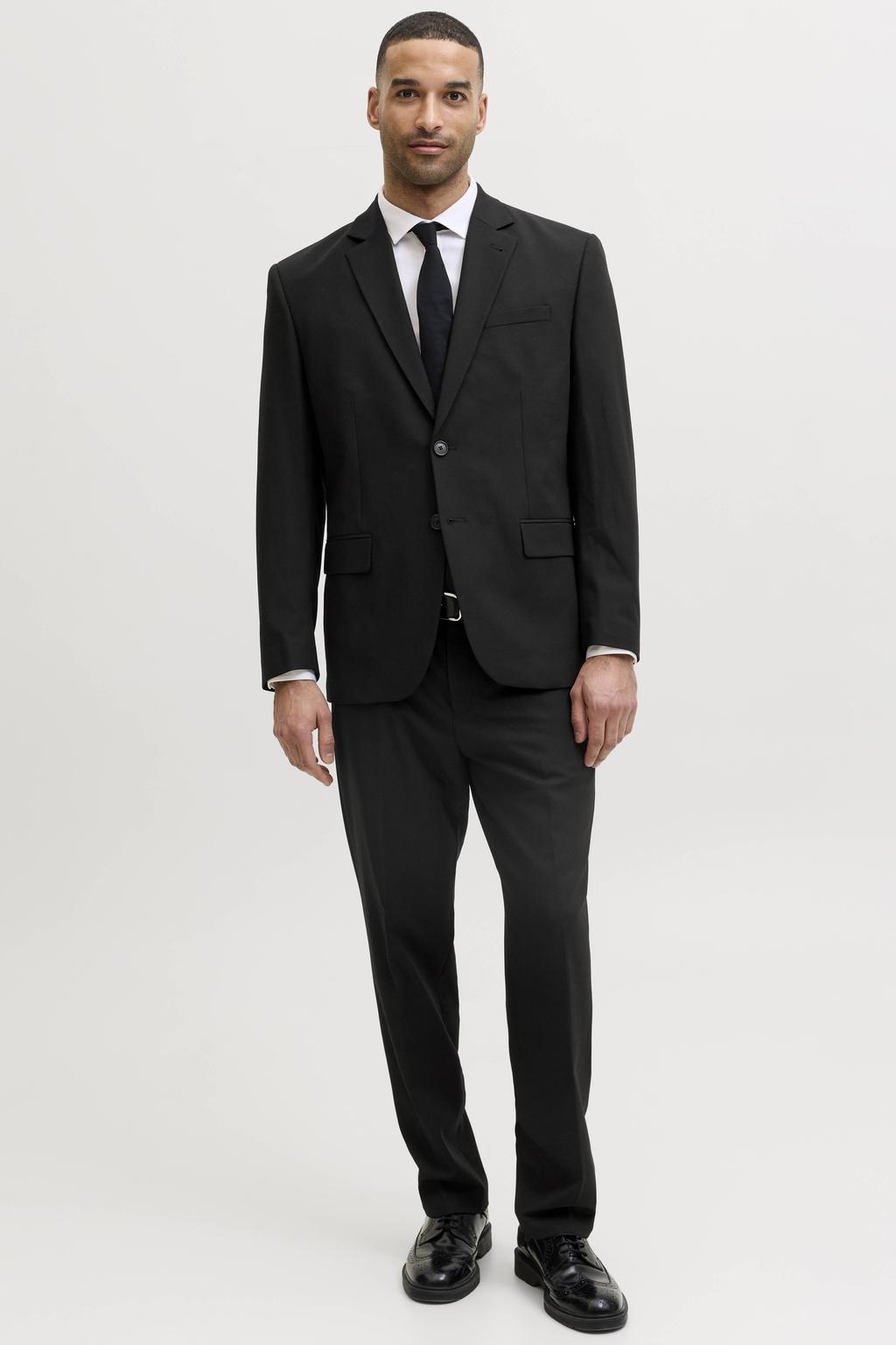 Zwarte heren JACK & JONES PREMIUM colbert met effen, reverskraag en knoopsluiting