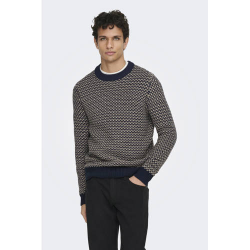 ONLY & SONS pullover grof gebreid donkerblauw afbeelding