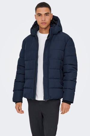 gewatteerde jas donkerblauw