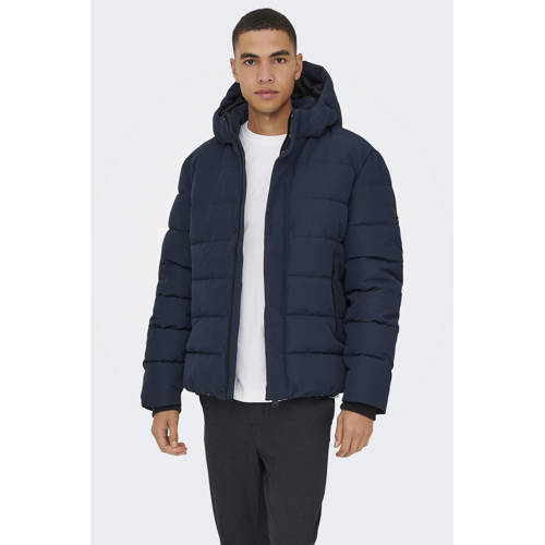 ONLY & SONS gewatteerde jas donkerblauw afbeelding