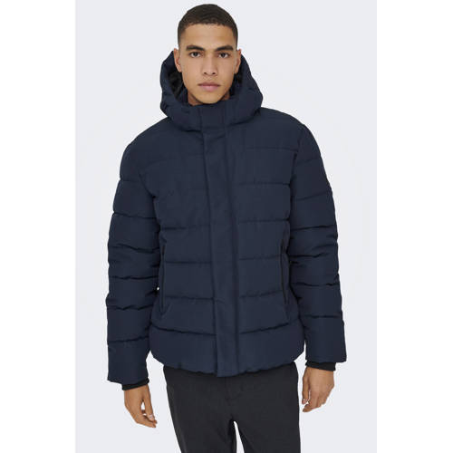ONLY & SONS gewatteerde jas donkerblauw afbeelding