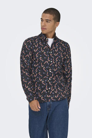 slim casual overhemd zwart