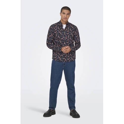 ONLY & SONS slim casual overhemd zwart afbeelding