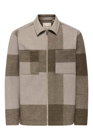 geruit overshirt beige