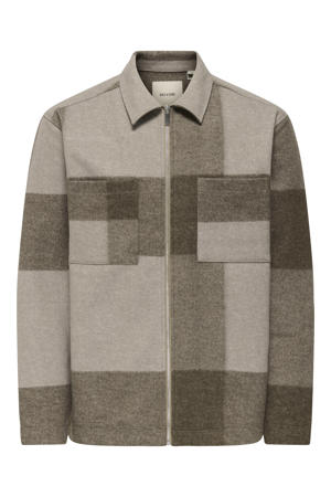 geruit overshirt beige