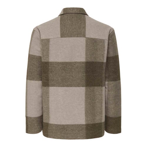ONLY & SONS geruit overshirt beige afbeelding