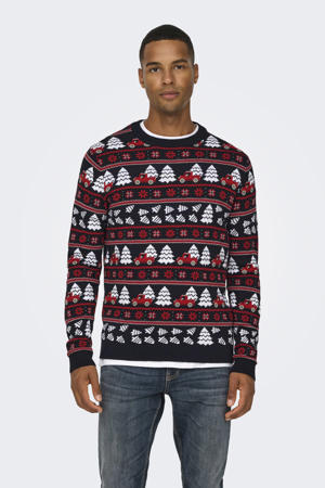 kersttrui gebreid donkerblauw