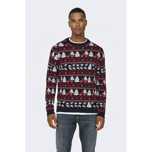 ONLY & SONS kersttrui gebreid donkerblauw afbeelding