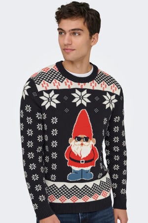 kersttrui gebreid donkerblauw