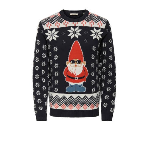 ONLY & SONS kersttrui gebreid donkerblauw afbeelding
