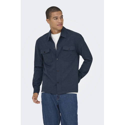 ONLY & SONS regular casual overhemd donkerblauw afbeelding