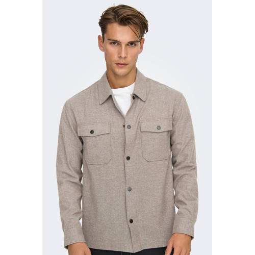 ONLY & SONS regular casual overhemd beige afbeelding