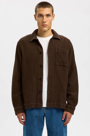 overshirt met textuur bruin